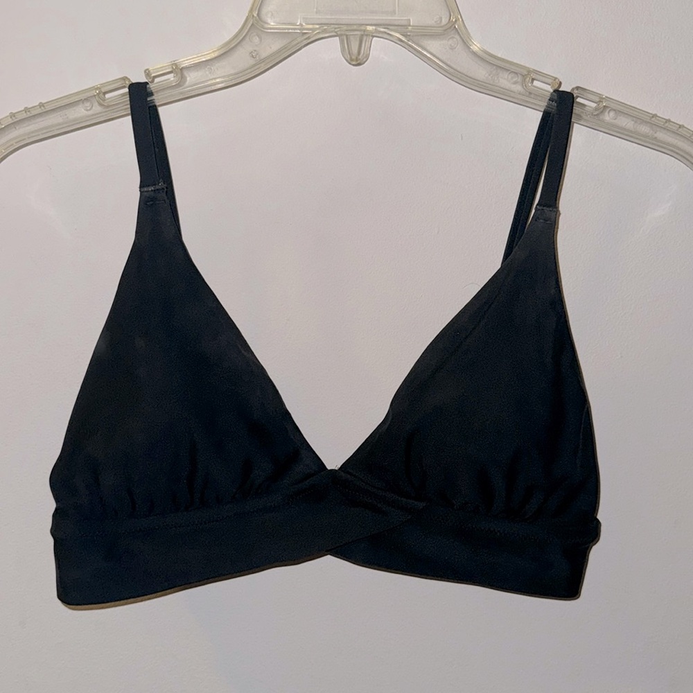 Aerie Black Triangle Cross Over Bikini Top